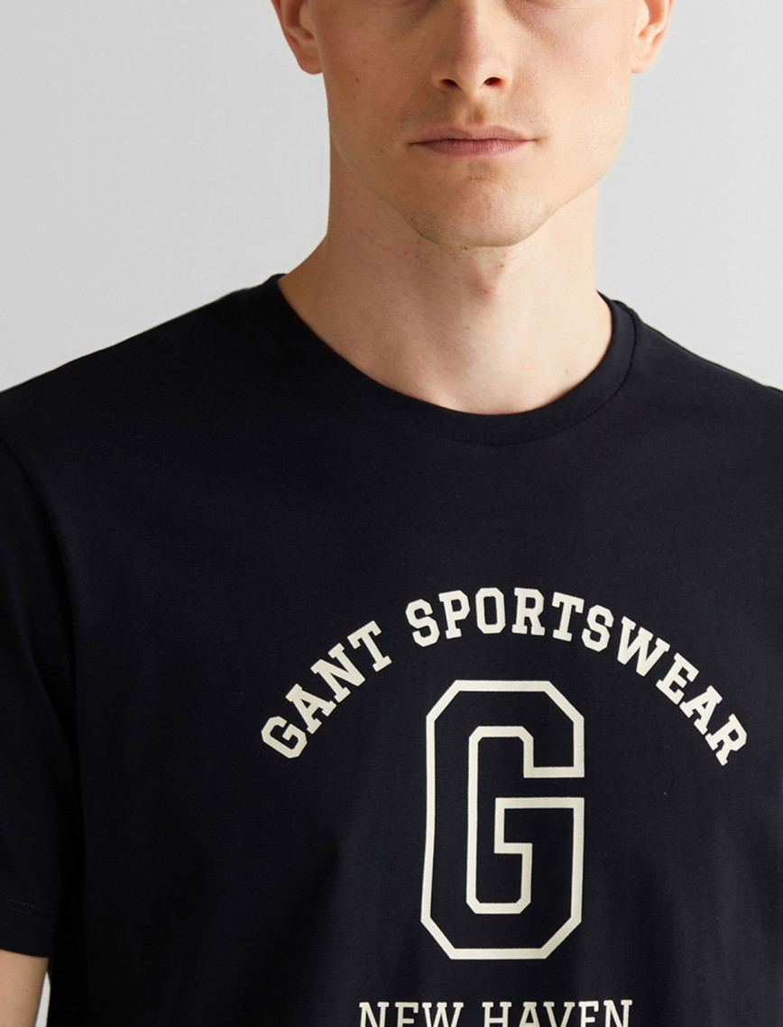 GANT Erkek Siyah Regular Fit Bisiklet Yaka Logolu T-Shirt GANT Erkek Siyah Regular Fit Bisiklet Yaka Logolu T-Shirt