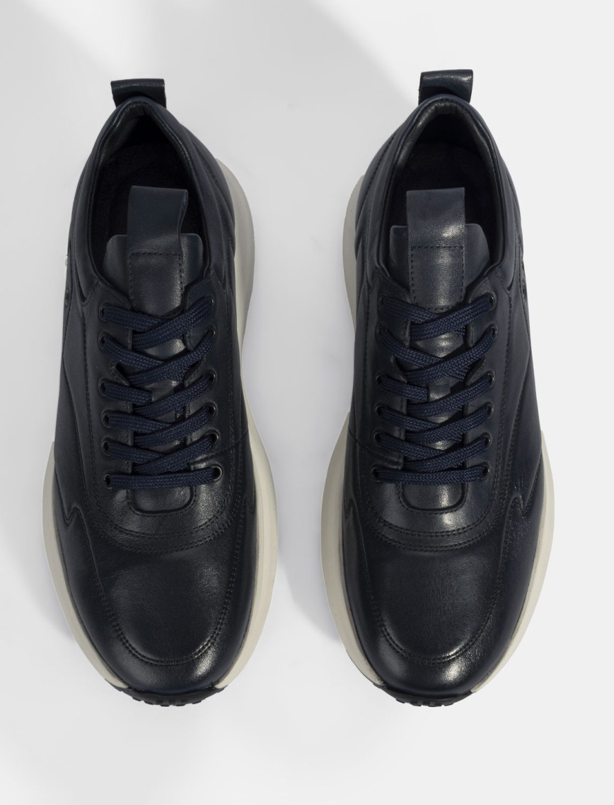 Erkek Lacivert Bağcıklı Deri Spor Ayakkabı Erkek Lacivert Bağcıklı Deri Spor Ayakkabı