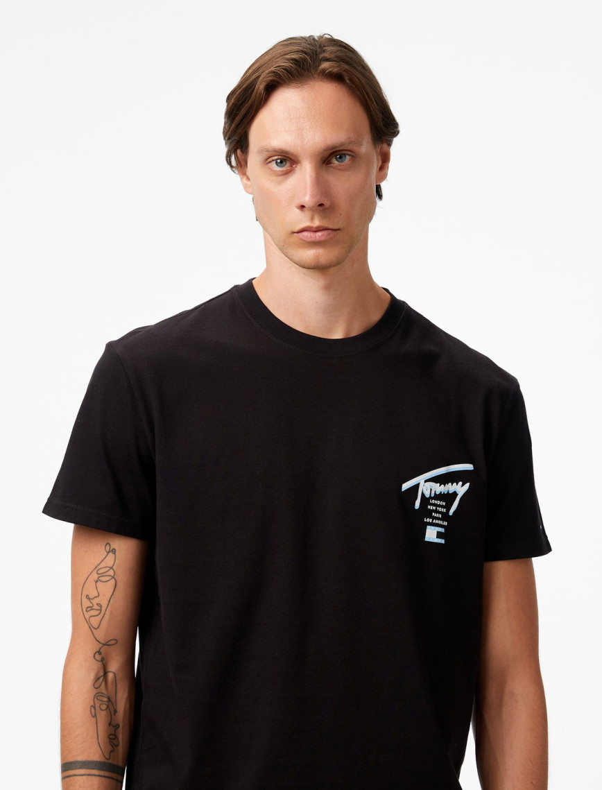 Tommy Hilfiger Signature City Erkek Siyah T-Shirt Tommy Hilfiger Signature City Erkek Siyah T-Shirt