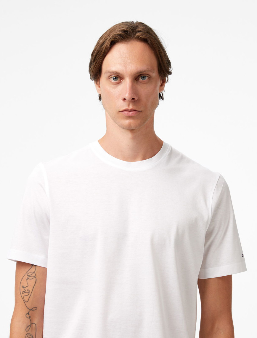 Tommy Hilfiger Mercerised Cotton Erkek Beyaz T-Shirt Tommy Hilfiger Mercerised Cotton Erkek Beyaz T-Shirt