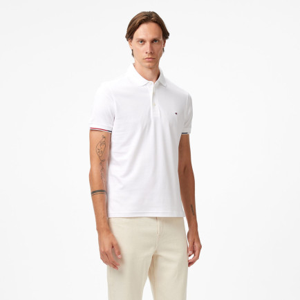 Tommy Hilfiger İnterlock Flagcuff Slim Fit Erkek Beyaz Polo Tommy Hilfiger İnterlock Flagcuff Slim Fit Erkek Beyaz Polo