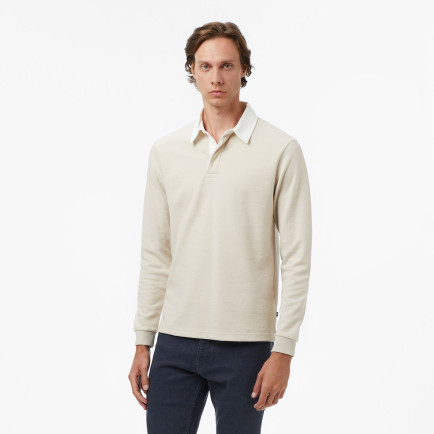 Nautica Erkek Bej Classic Fit Uzun Kollu Polo Yaka T-Shirt