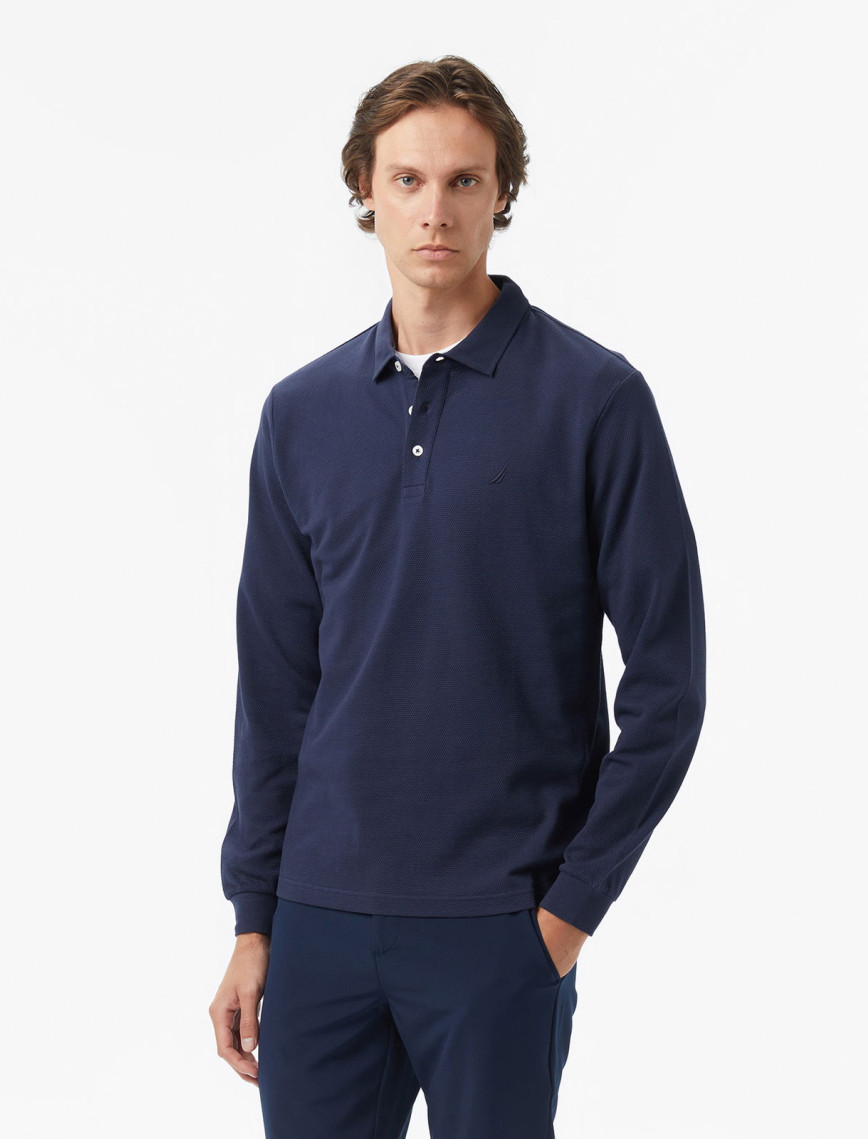 Nautica Erkek Kahverengi Classic Fit Uzun Kollu Polo Yaka T-Shirt