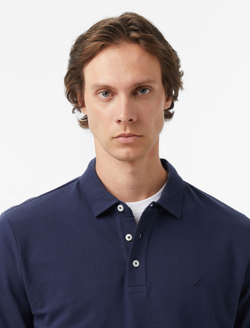 Nautica Erkek Lacivert Classic Fit Uzun Kollu Polo Yaka T-Shirt