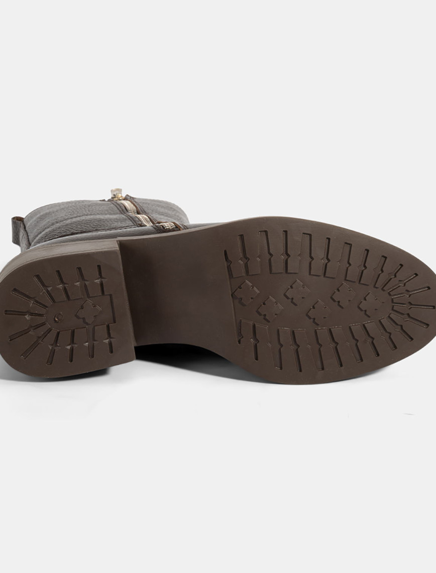 Kadın Kahve Fermuarlı Deri Topuklu Bot Kadın Kahve Fermuarlı Deri Topuklu Bot