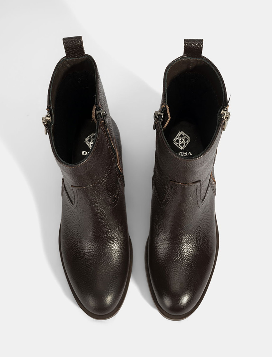 Kadın Kahve Fermuarlı Deri Topuklu Bot Kadın Kahve Fermuarlı Deri Topuklu Bot