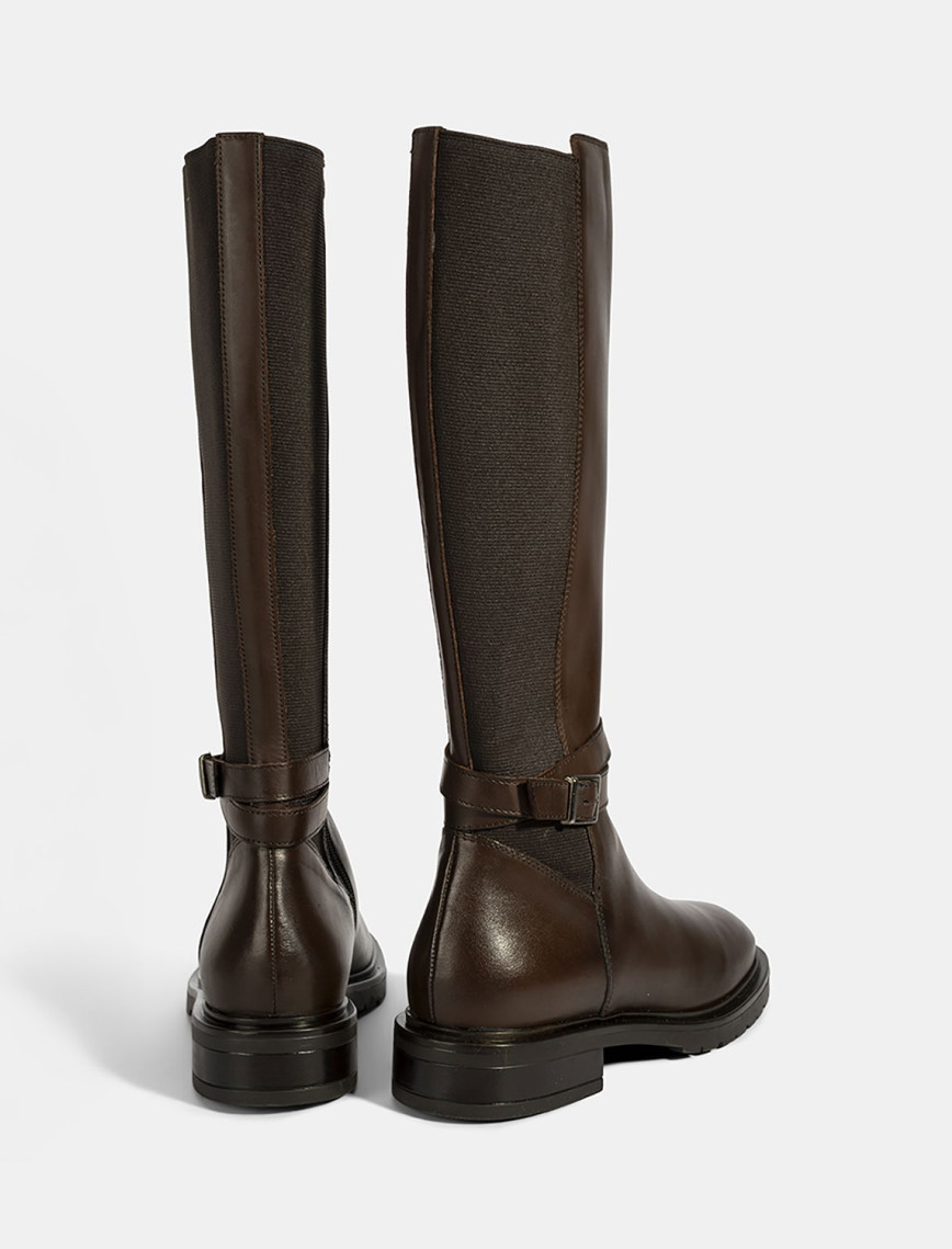 Kadın Kahve Metal Toka Detaylı Deri Çizme Kadın Kahve Metal Toka Detaylı Deri Çizme