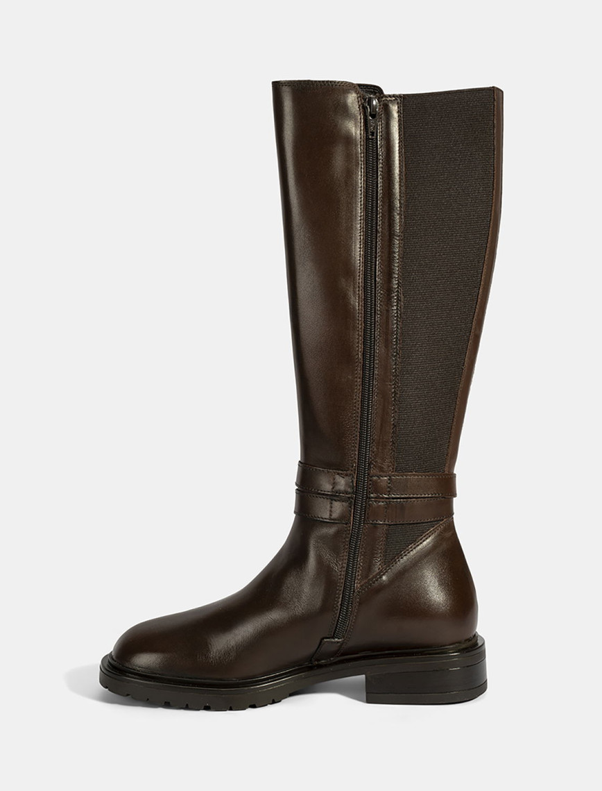 Kadın Kahve Metal Toka Detaylı Deri Çizme Kadın Kahve Metal Toka Detaylı Deri Çizme