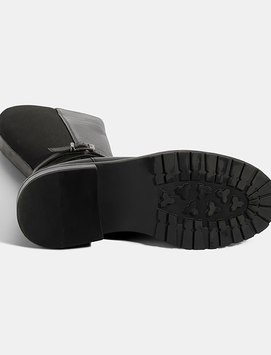 Kadın Siyah Metal Toka Detaylı Deri Çizme Kadın Siyah Metal Toka Detaylı Deri Çizme