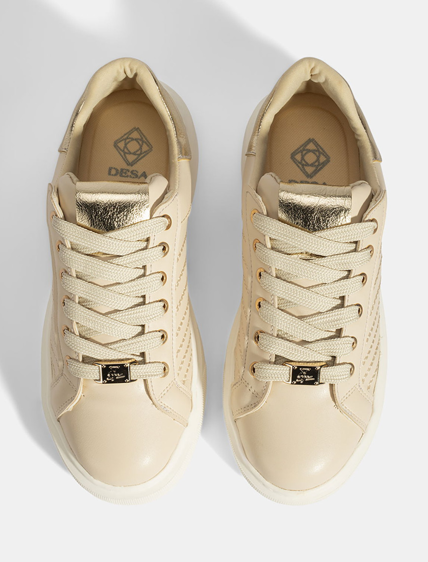 Kadın Bej Bağcıklı Spor Ayakkabı