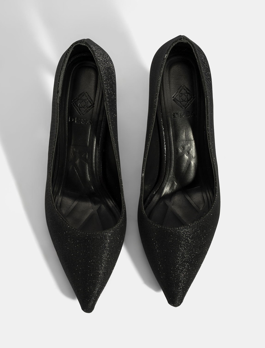 Kadın Siyah Simli Topuklu Abiye Ayakkabı Kadın Siyah Simli Topuklu Abiye Ayakkabı