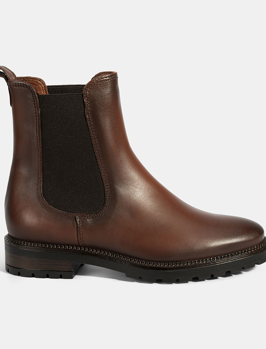 Kadın Taba Kalın Topuklu Deri Bot Kadın Taba Kalın Topuklu Deri Bot