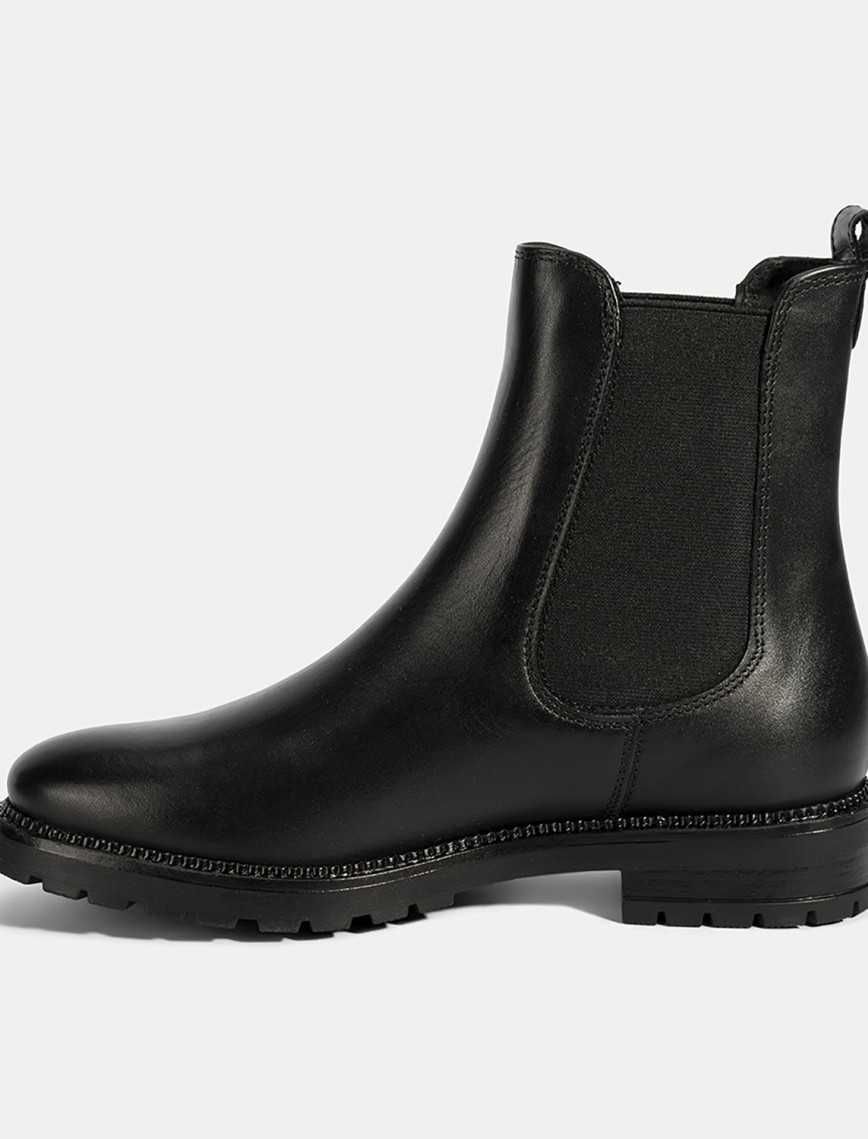 Kadın Siyah Kalın Topuklu Deri Bot Kadın Siyah Kalın Topuklu Deri Bot