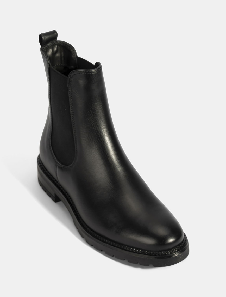 Kadın Siyah Kalın Topuklu Deri Bot Kadın Siyah Kalın Topuklu Deri Bot