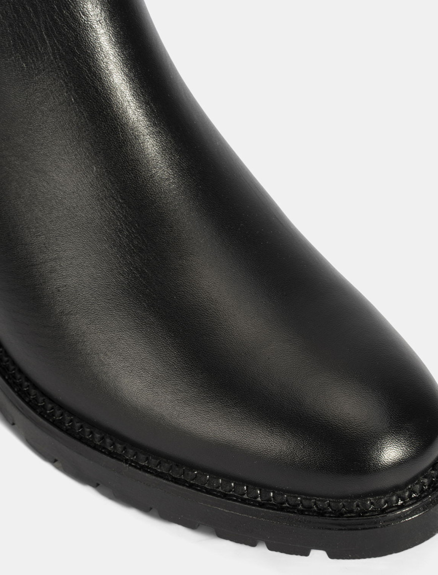 Kadın Siyah Kalın Topuklu Deri Bot Kadın Siyah Kalın Topuklu Deri Bot