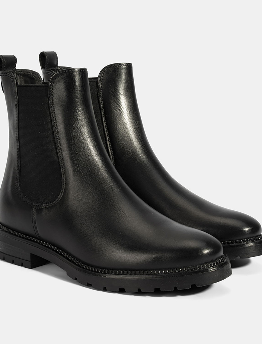 Kadın Siyah Kalın Topuklu Deri Bot Kadın Siyah Kalın Topuklu Deri Bot