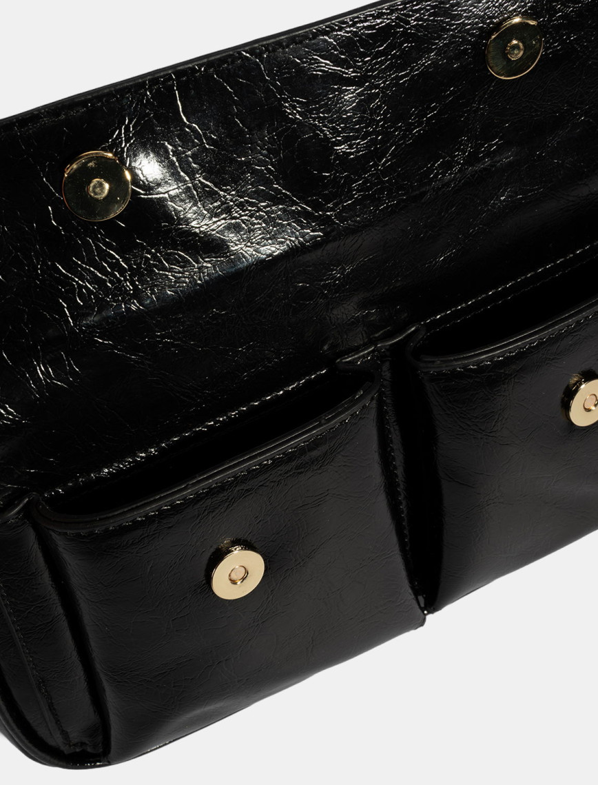 Kadın Siyah Yıldız / Kalp Charm Aksesuarlı Omuz Çantası