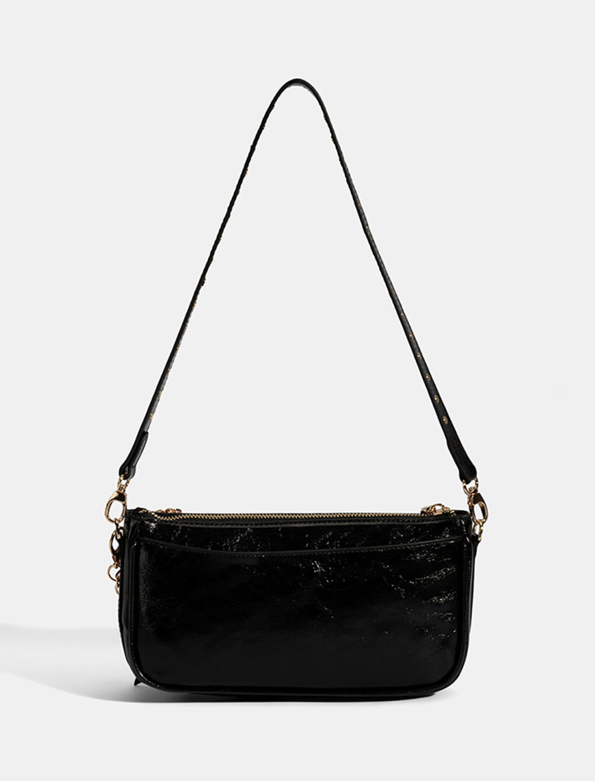 Kadın Siyah Yıldız / Kalp Charm Aksesuarlı Omuz Çantası