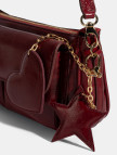 Kadın Bordo Yıldız / Kalp Charm Aksesuarlı Omuz Çantası