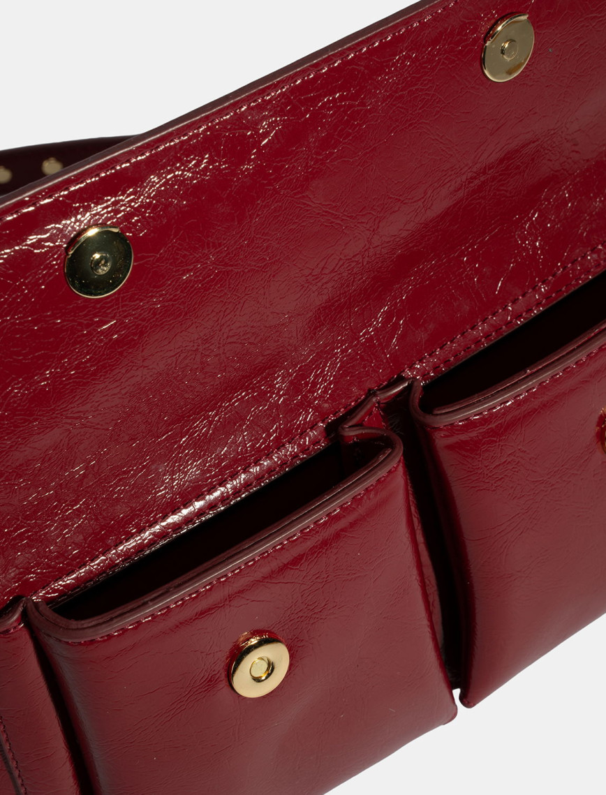 Kadın Bordo Yıldız / Kalp Charm Aksesuarlı Omuz Çantası