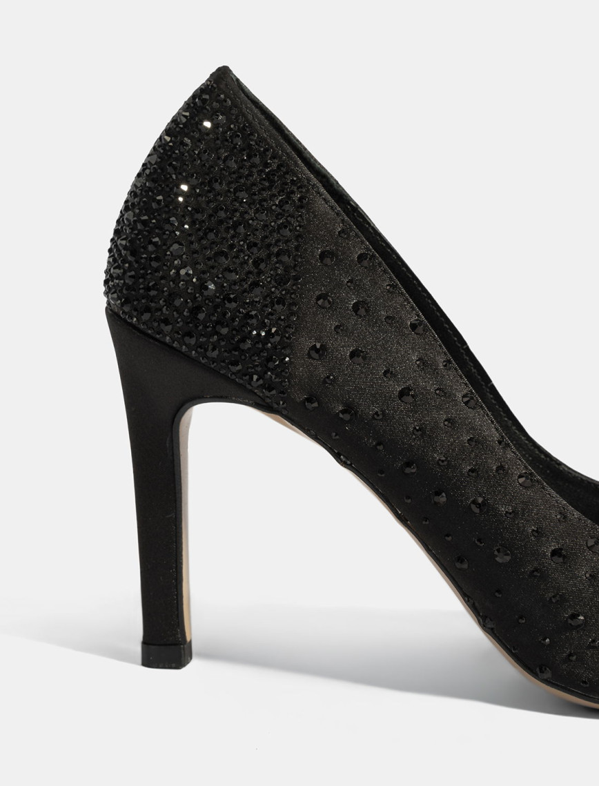 Kadın Siyah Taşlı Sivri Burunlu Topuklu Abiye Ayakkabı Kadın Siyah Taşlı Sivri Burunlu Topuklu Abiye Ayakkabı