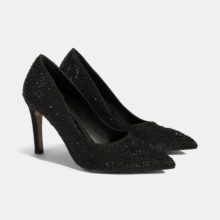 Kadın Siyah Taşlı Sivri Burunlu Topuklu Abiye Ayakkabı