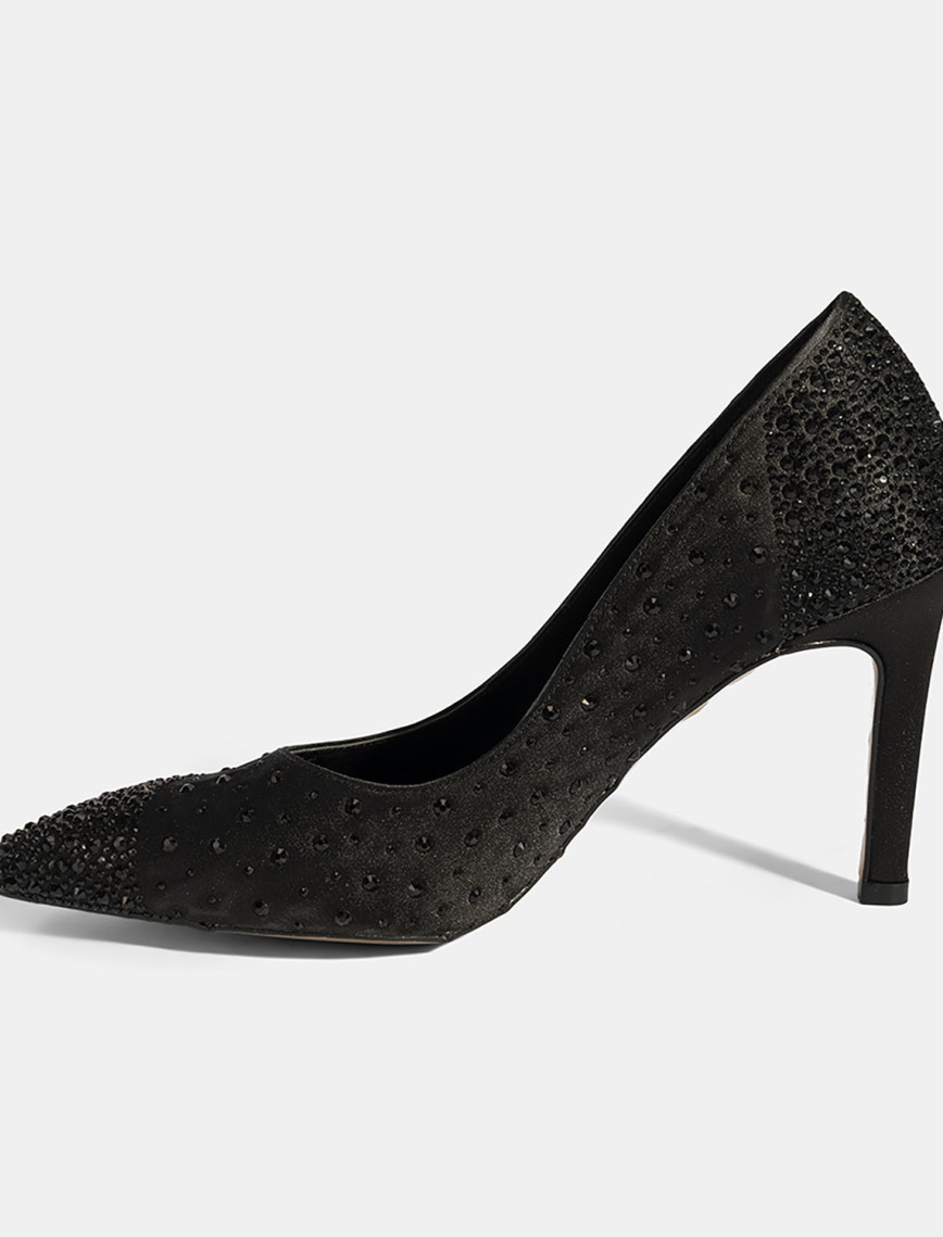 Kadın Siyah Taşlı Sivri Burunlu Topuklu Abiye Ayakkabı Kadın Siyah Taşlı Sivri Burunlu Topuklu Abiye Ayakkabı