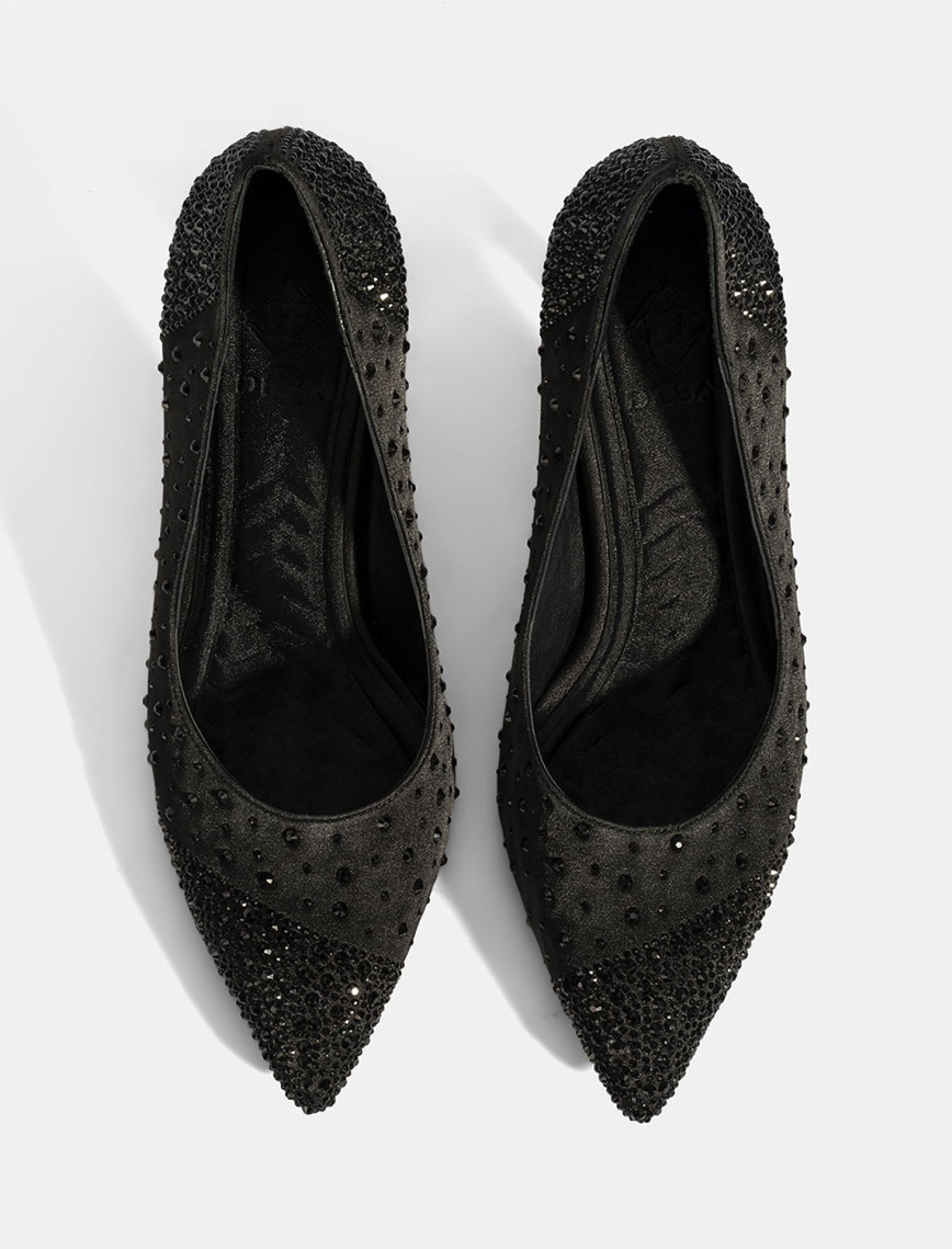 Kadın Siyah Taşlı Sivri Burunlu Topuklu Abiye Ayakkabı Kadın Siyah Taşlı Sivri Burunlu Topuklu Abiye Ayakkabı