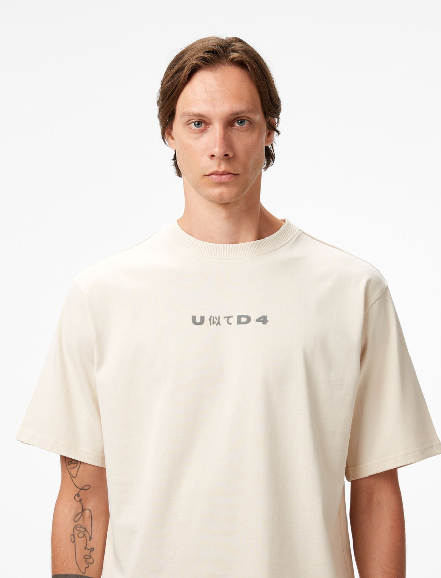 UNITED4 Erkek Krem T-Shirt UNITED4 Erkek Krem T-Shirt