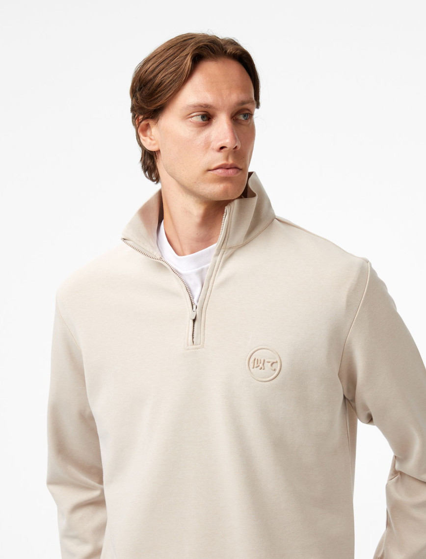 UNITED4 Classic Erkek Bej Sweatshirt