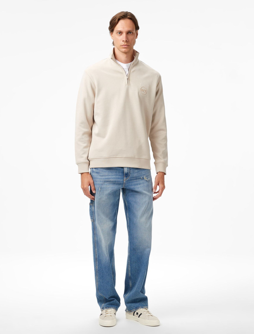 UNITED4 Classic Erkek Bej Sweatshirt