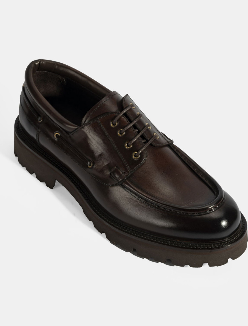 Erkek Kahve Bağcıklı Deri Günlük Ayakkabı Erkek Kahve Bağcıklı Deri Günlük Ayakkabı