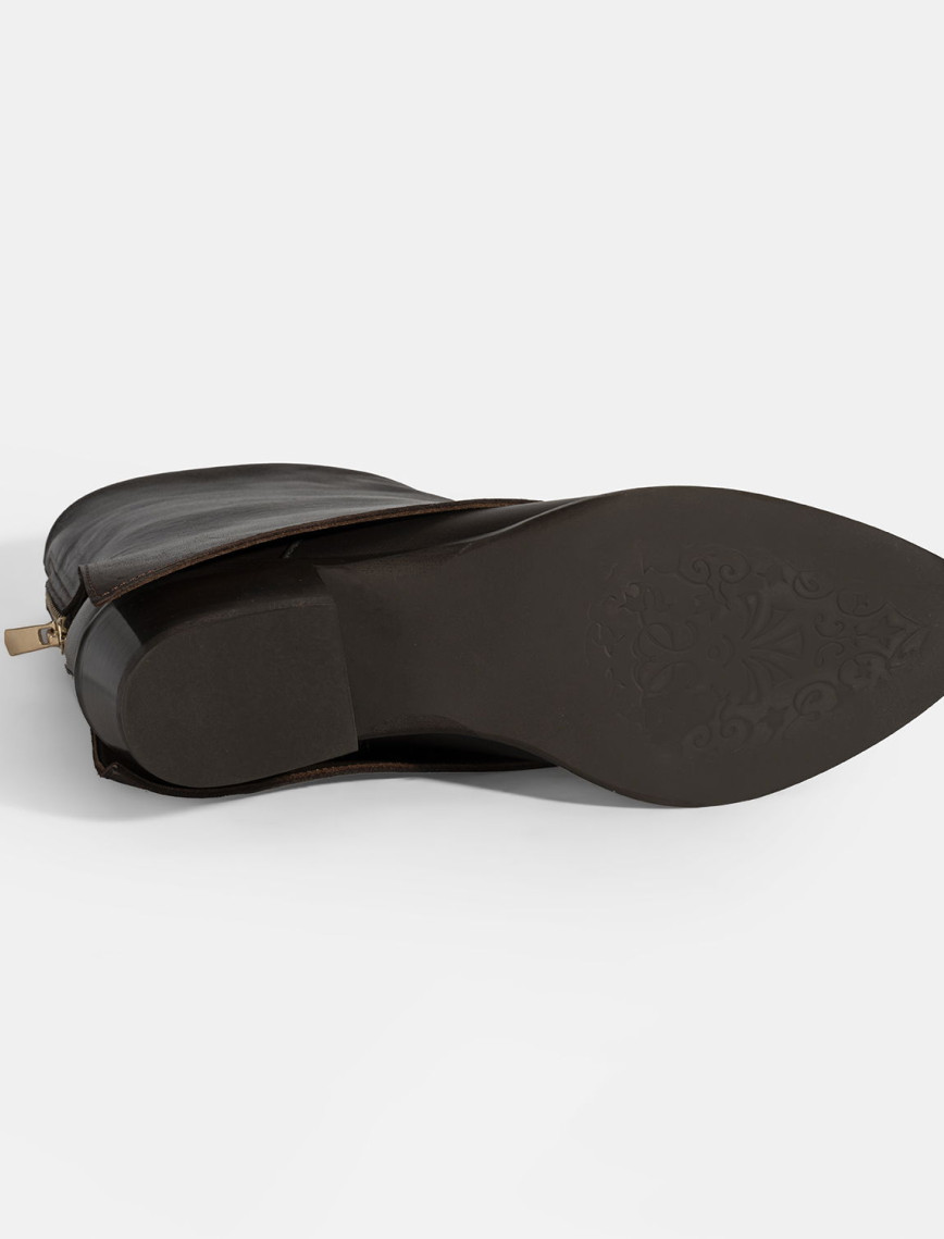 Kadın Kahve Katlama Detaylı Topuklu Deri Bot Kadın Kahve Katlama Detaylı Topuklu Deri Bot