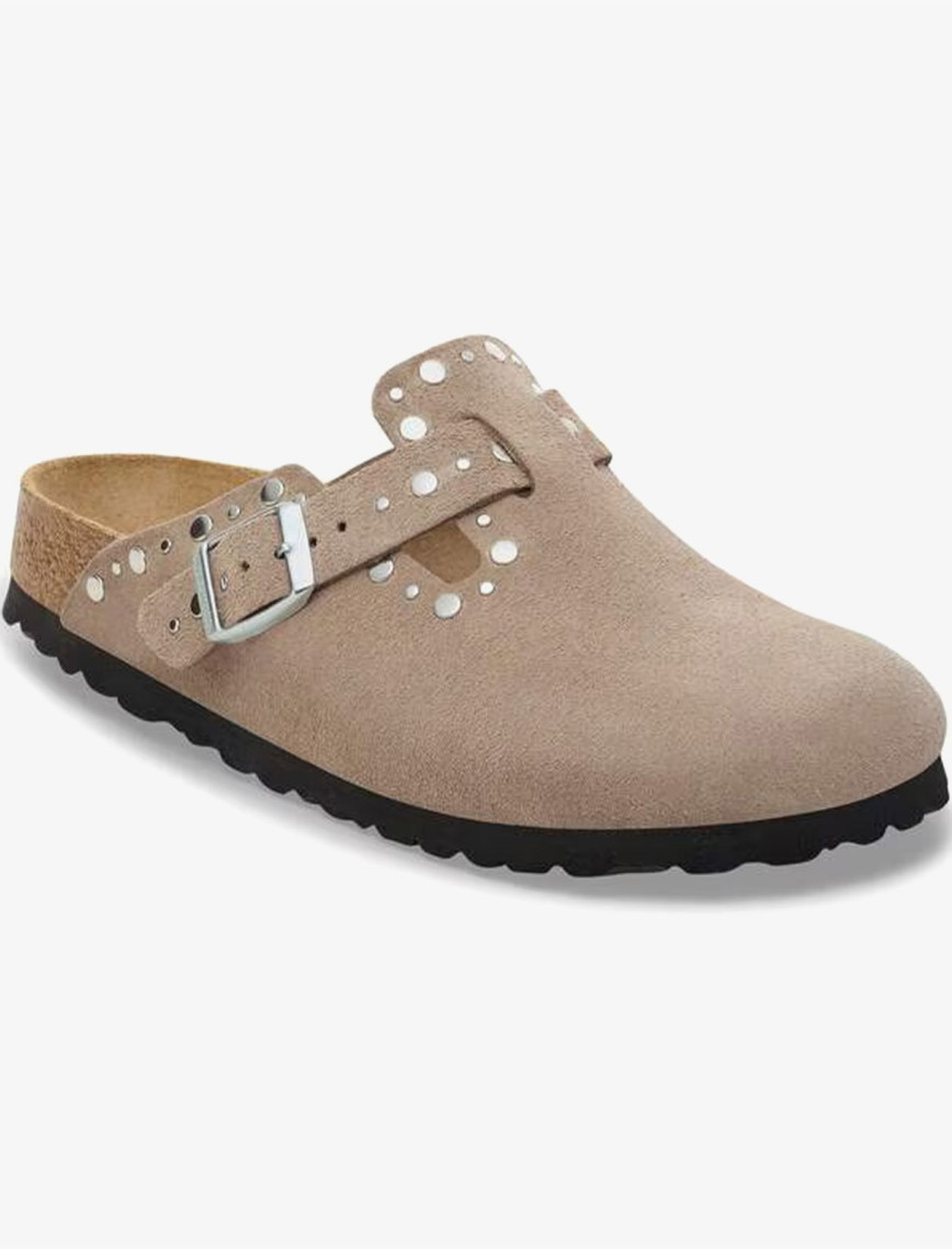 Birkenstock Boston Rivets Suede Kadın Gri Terlik Birkenstock Boston Rivets Suede Kadın Gri Terlik