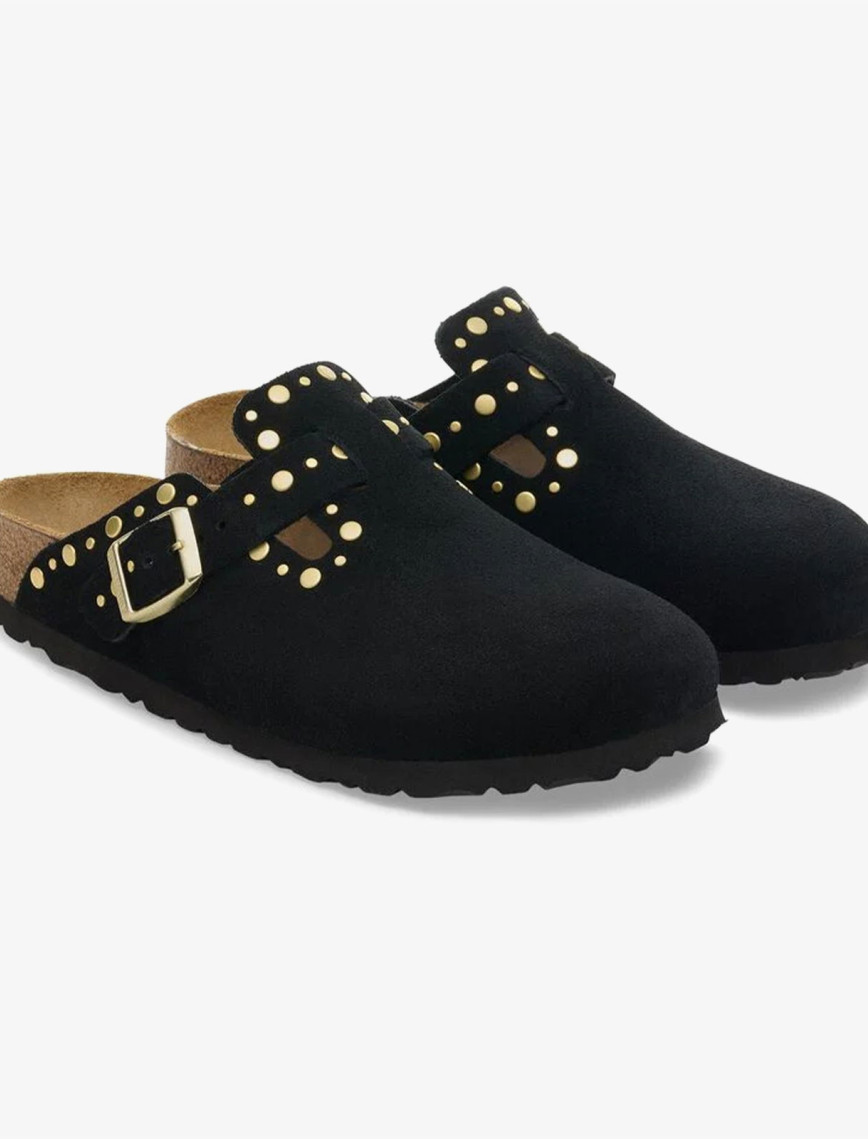 Birkenstock Boston Rivets Border Kadın Siyah Terlik Birkenstock Boston Rivets Border Kadın Siyah Terlik