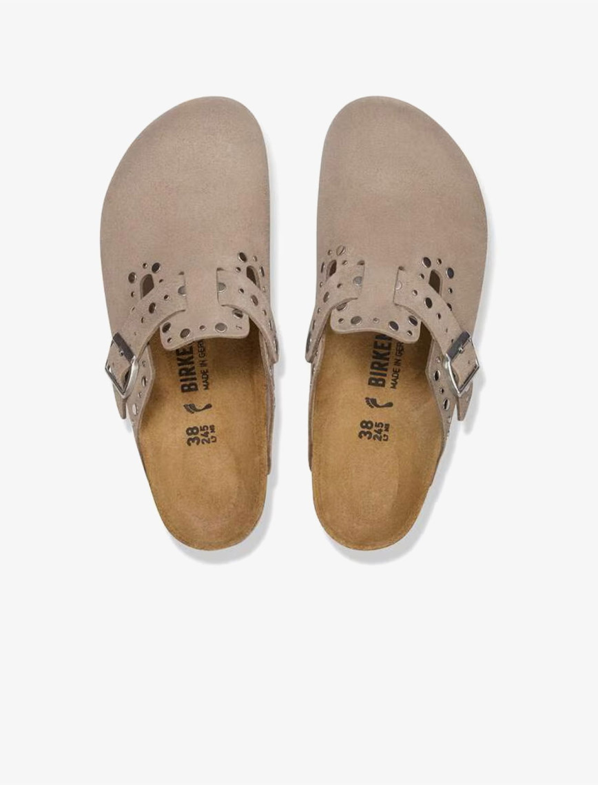 Birkenstock Boston Rivets Suede Kadın Gri Terlik Birkenstock Boston Rivets Suede Kadın Gri Terlik