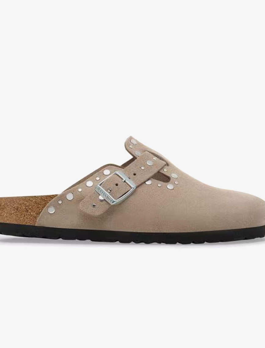 Birkenstock Boston Rivets Suede Kadın Gri Terlik Birkenstock Boston Rivets Suede Kadın Gri Terlik