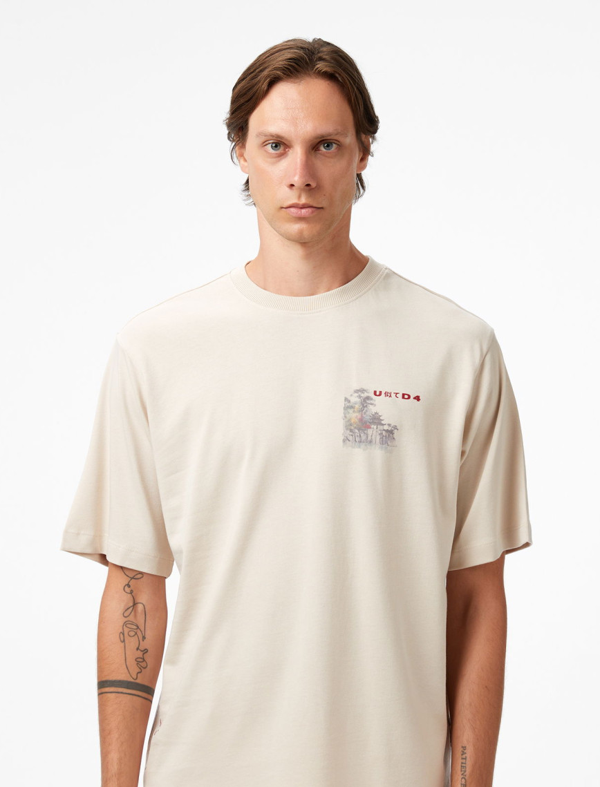 UNITED4 Classic Erkek Bej T-Shirt UNITED4 Classic Erkek Bej T-Shirt