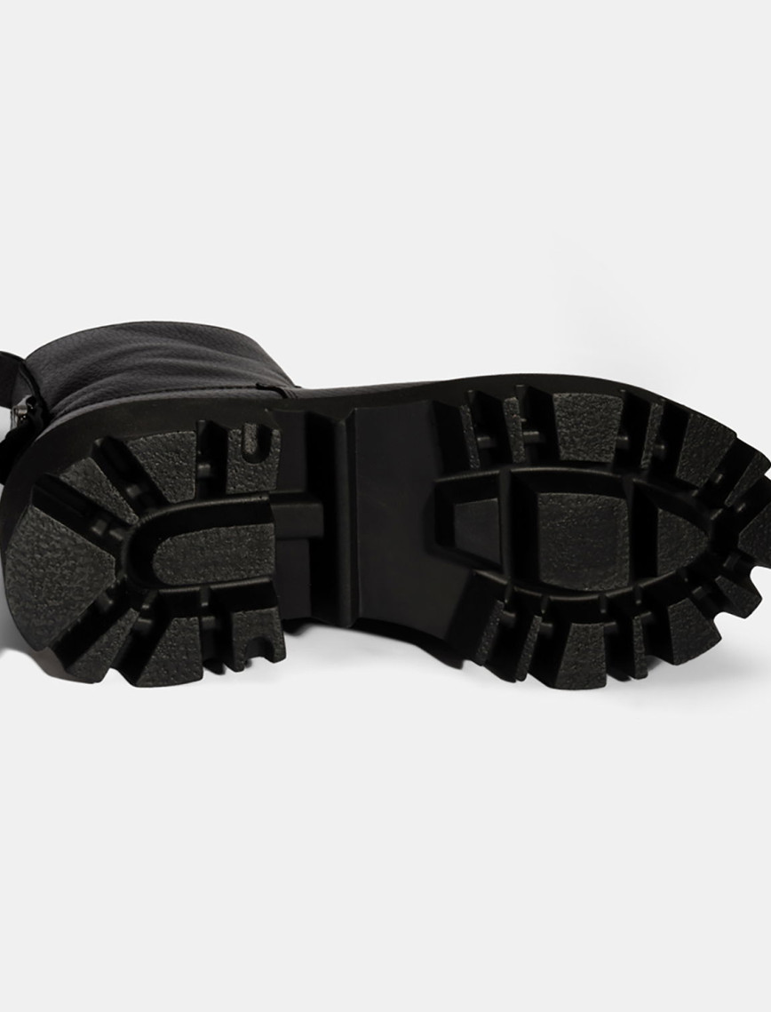 Kadın Siyah Kalın Tabanlı Deri Bot Kadın Siyah Kalın Tabanlı Deri Bot