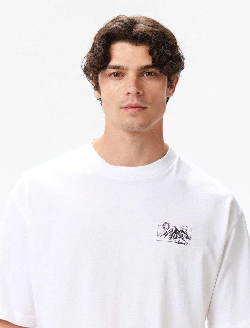 Timberland Rugged Mountaın" Back Graphıc Erkek Beyaz T-Shirt