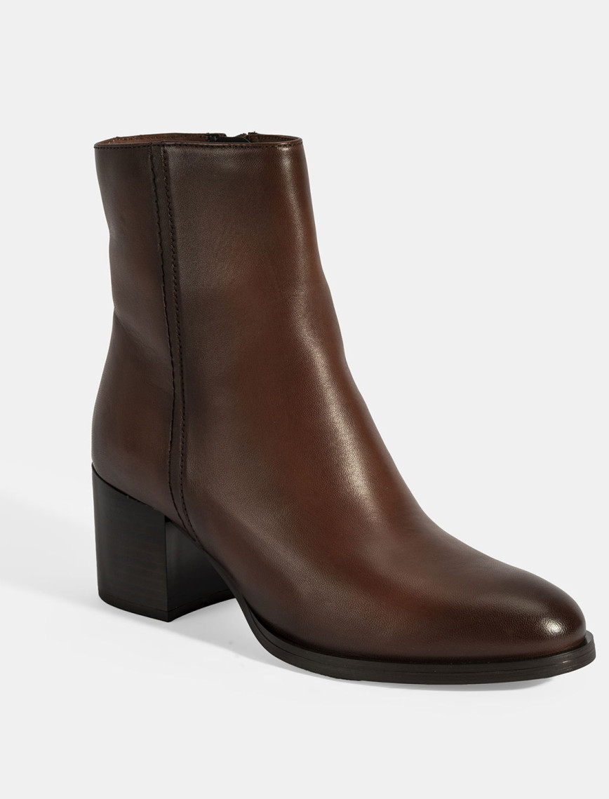 Kadın Taba Kalın Topuklu Deri Bot Kadın Taba Kalın Topuklu Deri Bot