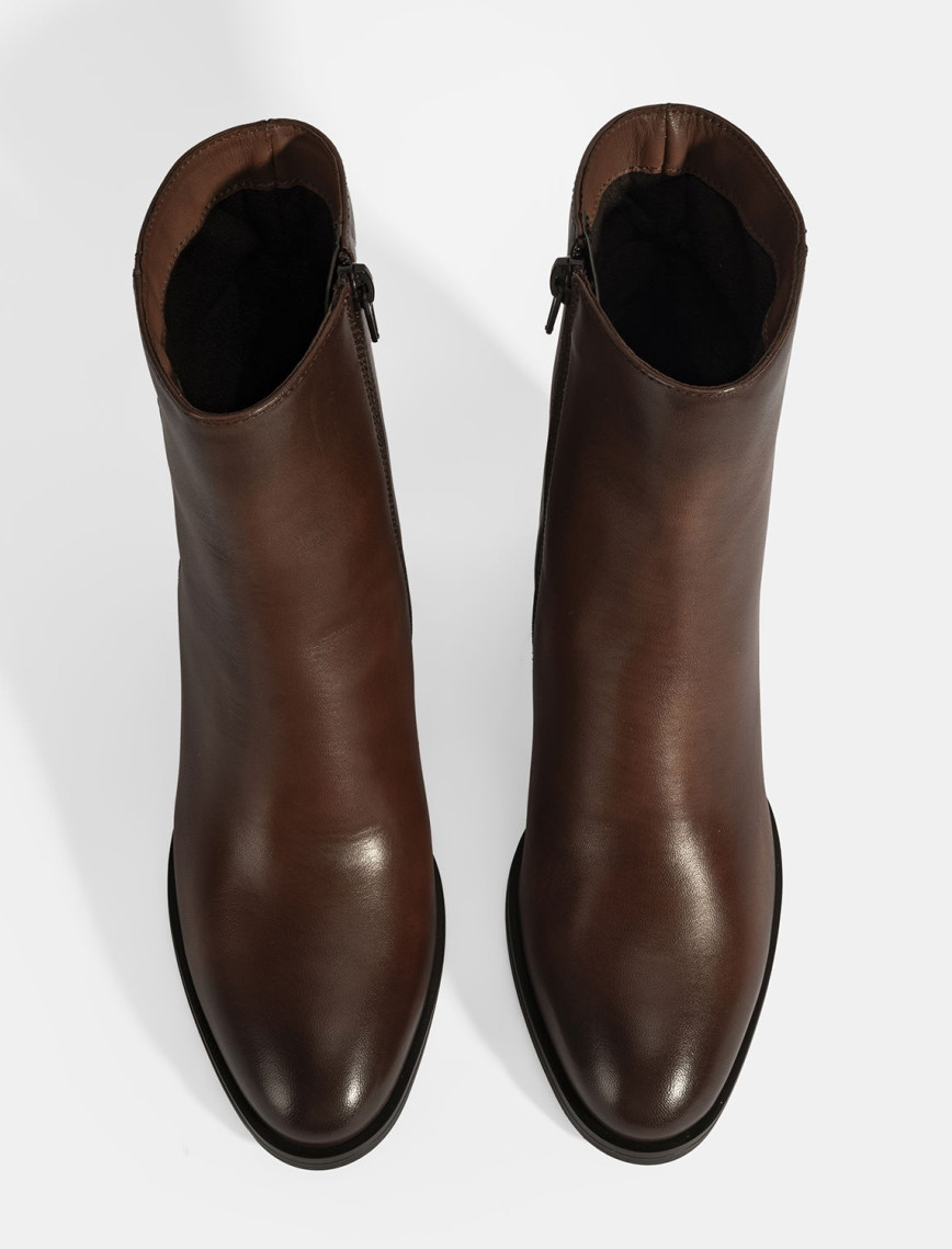 Kadın Taba Kalın Topuklu Deri Bot Kadın Taba Kalın Topuklu Deri Bot