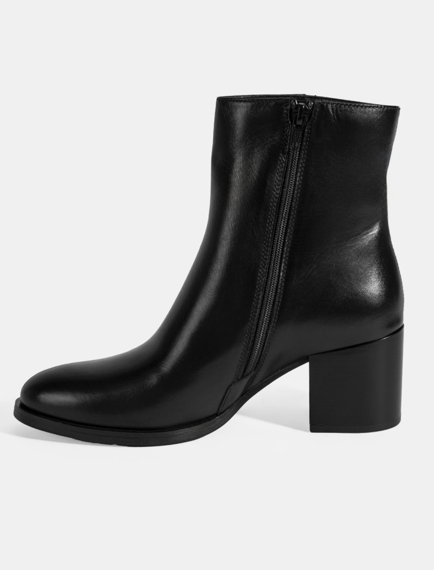 Kadın Siyah Kalın Topuklu Deri Bot Kadın Siyah Kalın Topuklu Deri Bot