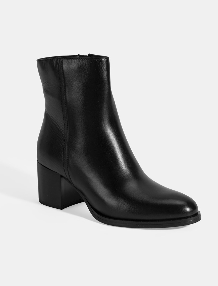 Kadın Siyah Kalın Topuklu Deri Bot Kadın Siyah Kalın Topuklu Deri Bot