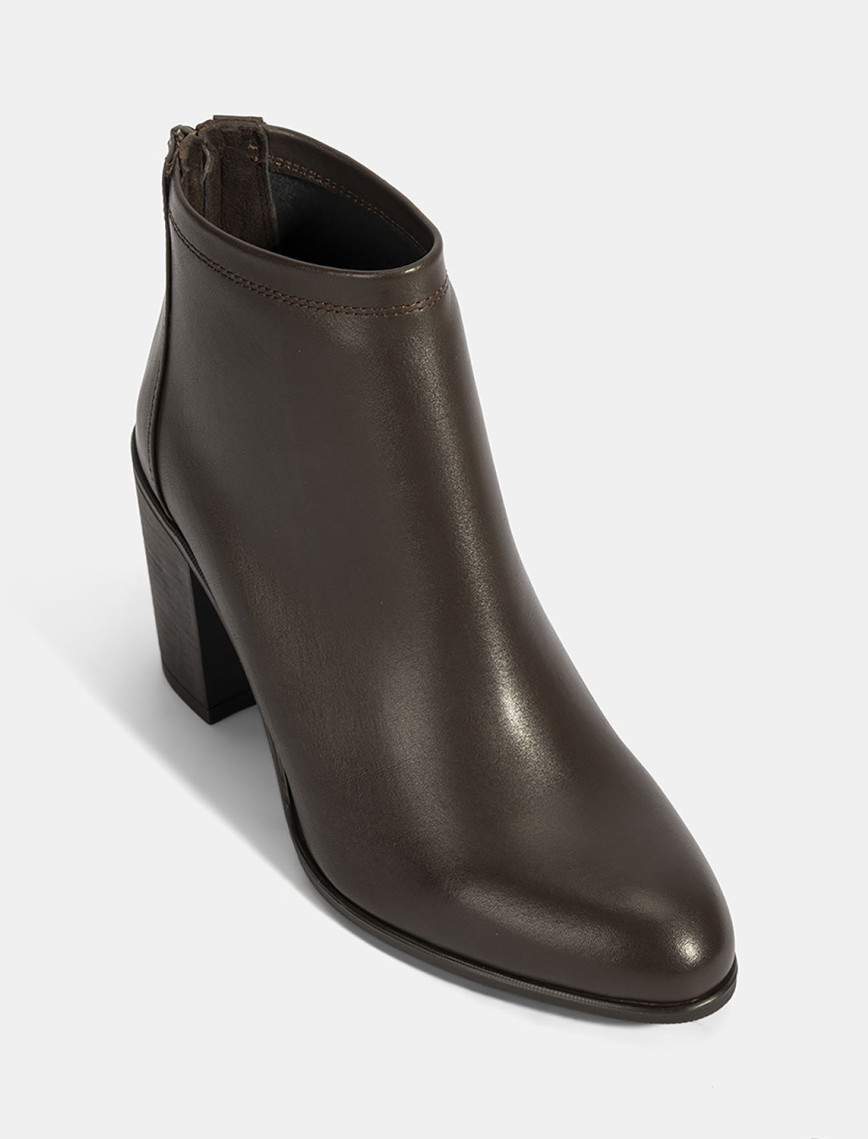 Kadın Kahve Kalın Topuklu Deri Bot Kadın Kahve Kalın Topuklu Deri Bot