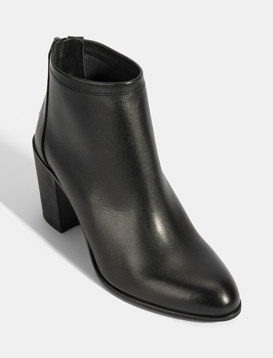Kadın Siyah Kalın Topuklu Deri Bot Kadın Siyah Kalın Topuklu Deri Bot