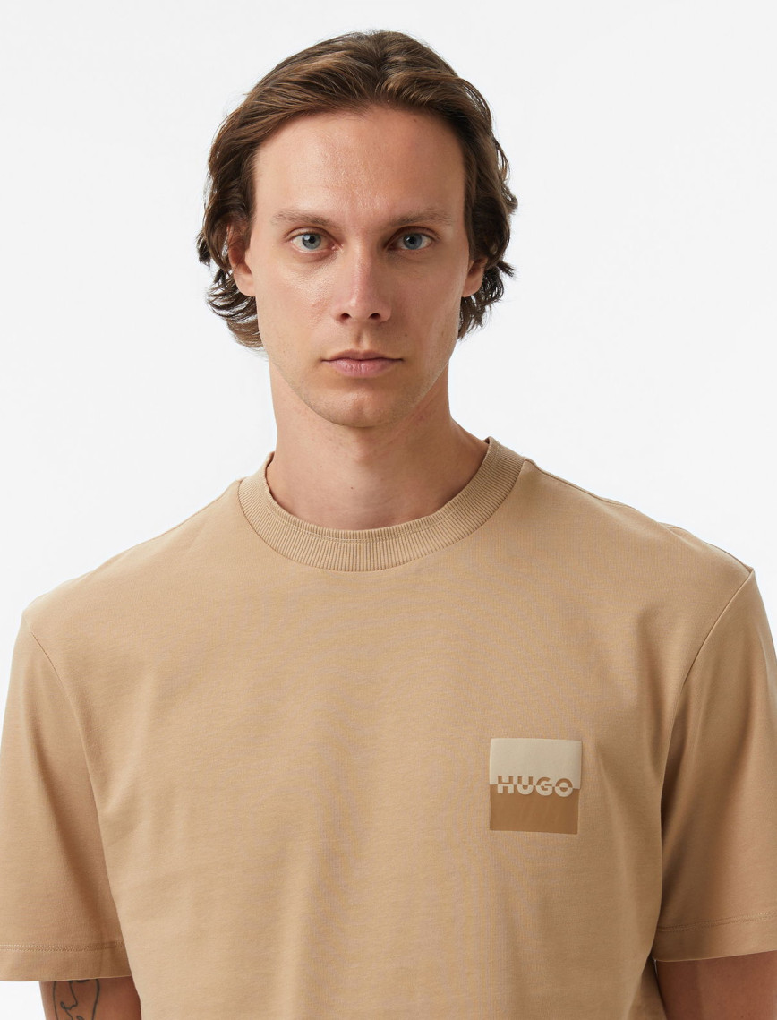 Hugo Dusplito Erkek Bej T-Shirt Hugo Dusplito Erkek Bej T-Shirt