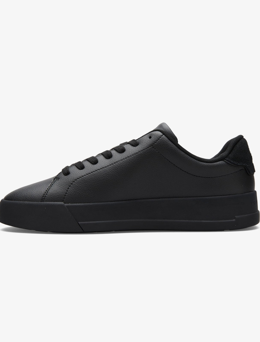 Tommy Hilfiger Court Leather Detail Erkek Siyah Sneaker Tommy Hilfiger Court Leather Detail Erkek Siyah Sneaker