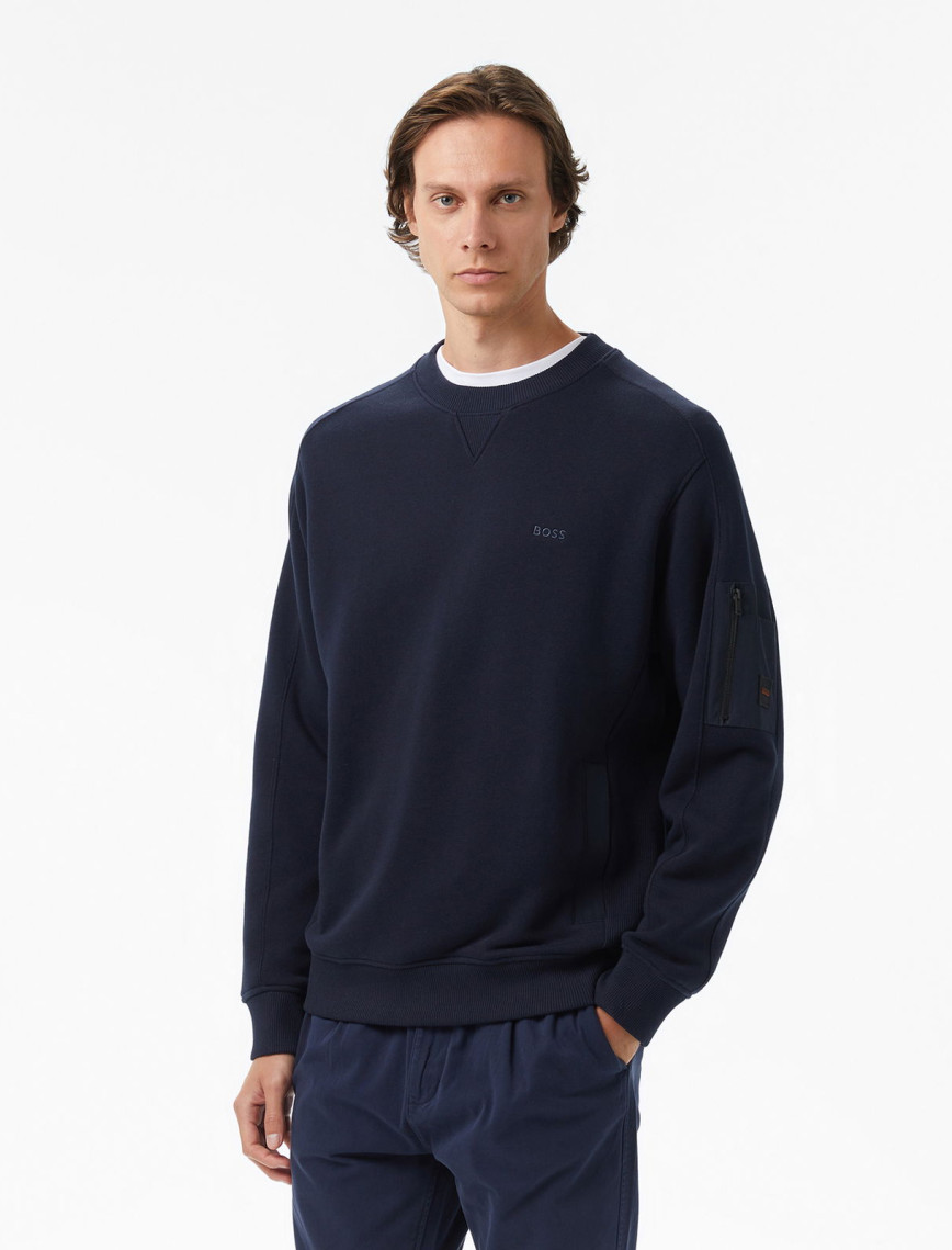 Boss Erkek Koyu Mavi Sweatshirt Boss Erkek Koyu Mavi Sweatshirt