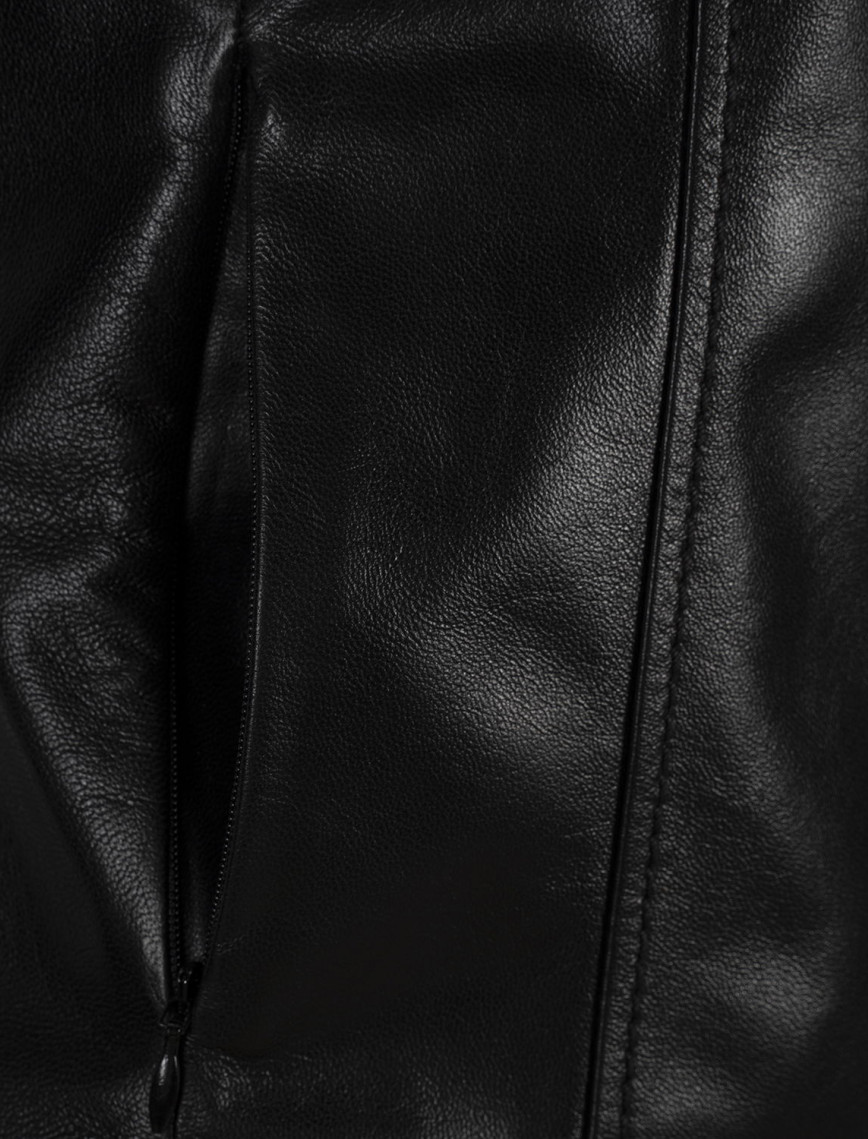 Kadın Siyah Gömlek Yakalı Fit Deri Ceket Kadın Siyah Gömlek Yakalı Fit Deri Ceket